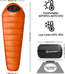 Schlafsack für 4 Jahreszeiten -10 bis 15 ℃, Mumienschlafsack