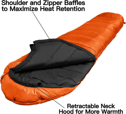 Mumienschlafsack -10 ℃ - 15 ℃ 4 Jahreszeiten Winter Wasserabweisend