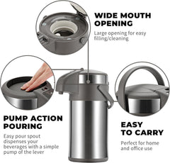 Thermoskannen 3,0 Liter Edelstahl Kaffeespender Pump Isolierkanne