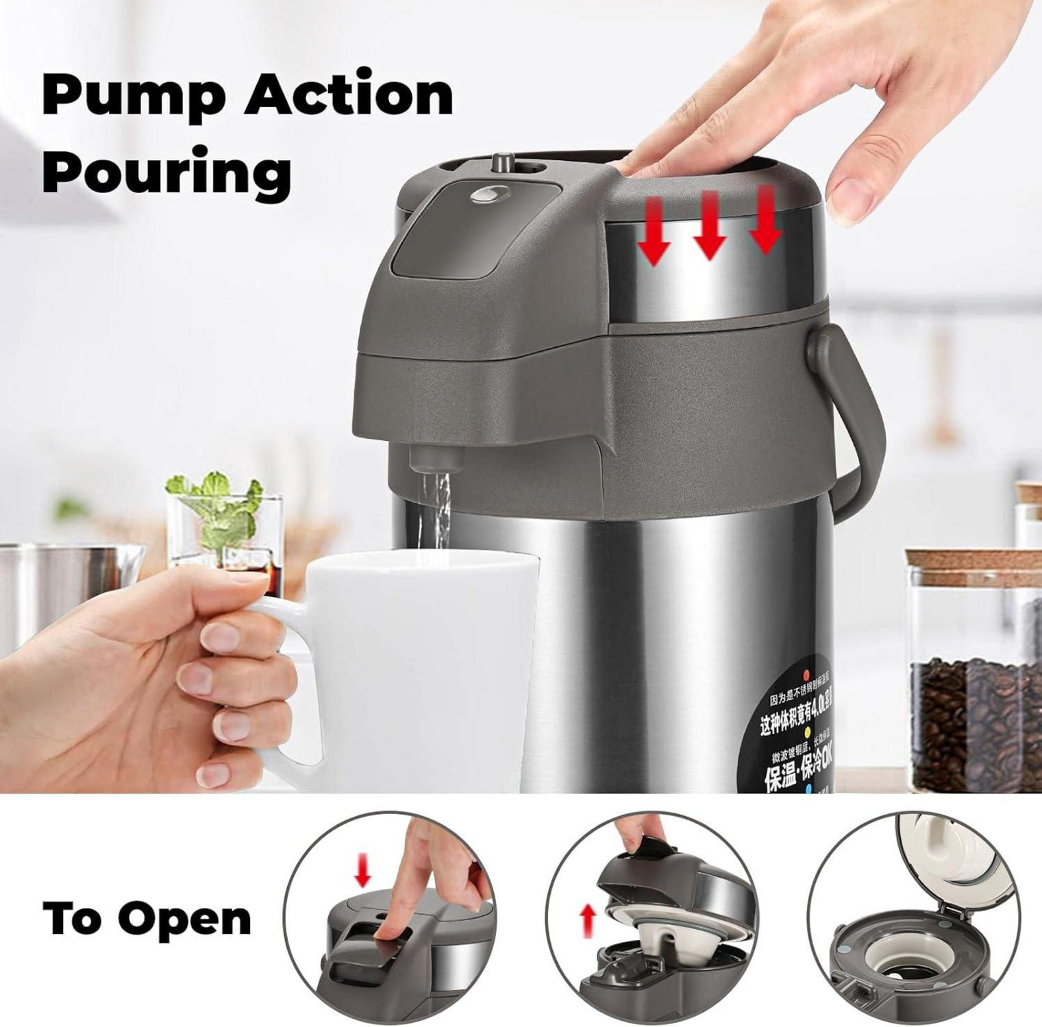 3,0 Liter Pumpkannen Edelstahl Kaffeespender Vakuum Isolierkanne