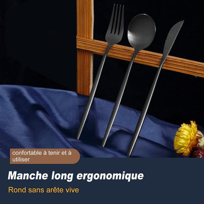 Besteckset 30 Teile für 6 Personen, Edelstahl Schwarz Matt, Spülmaschinenfest