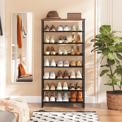 HOOBRO 8-stöckiges Schuhregal Dunkelbraun-Schwarz, Stabil, Flur Eingang Schlafzimmer