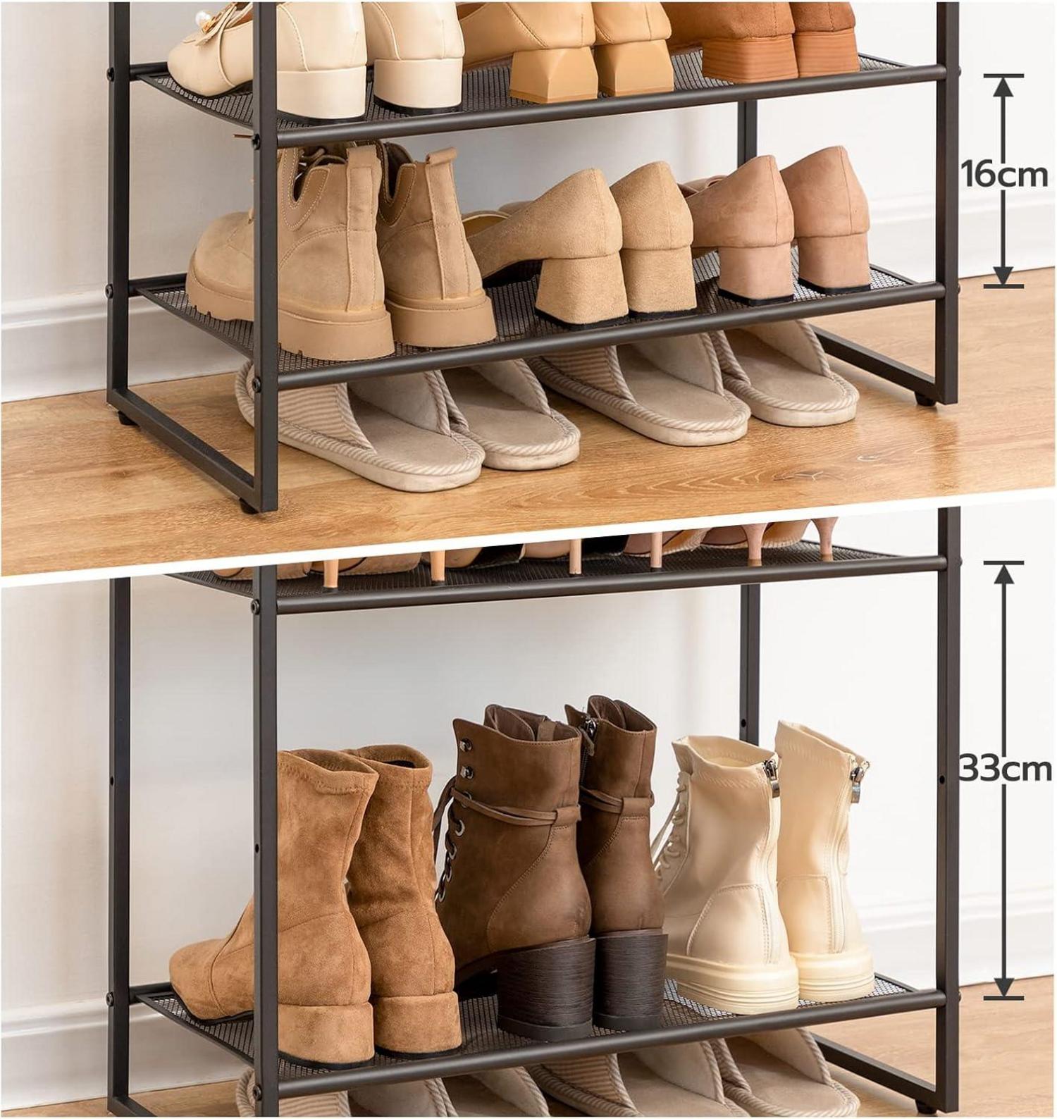 Schuhregal 8-stöckig Schwarz Schuhschrank 21-28 Paar Stabil Flur