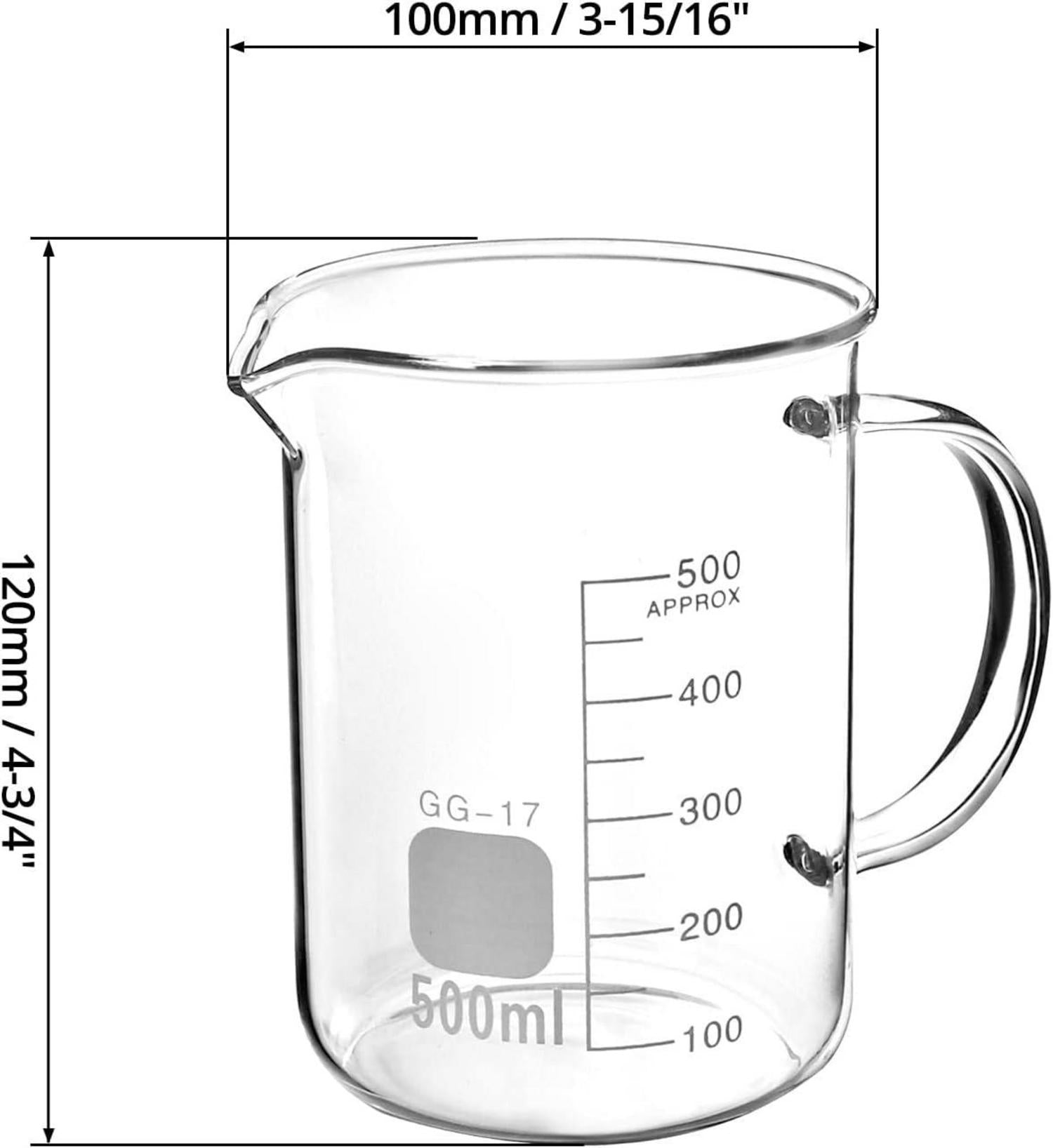 Messbecher Borosilikatglas 500 ml transparent Skala Lab Qualität