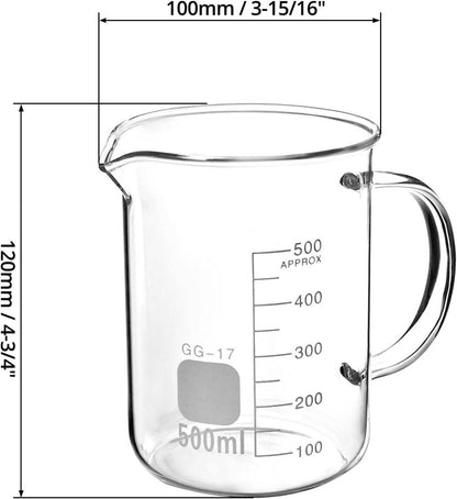 Messbecher Borosilikatglas 500 ml transparent Skala Lab Qualität