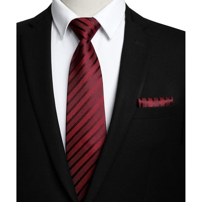 Krawatten & Einstecktuch Set Herren Bordeaux Rot Gepunktet Elegant
