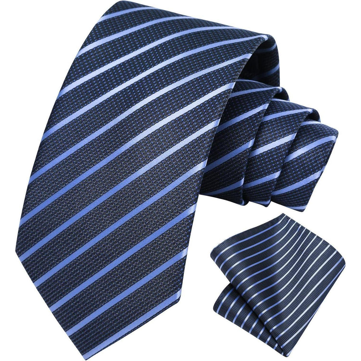Krawatte & Einstecktuch Set Herren Marineblau Gepunktet Klassisch