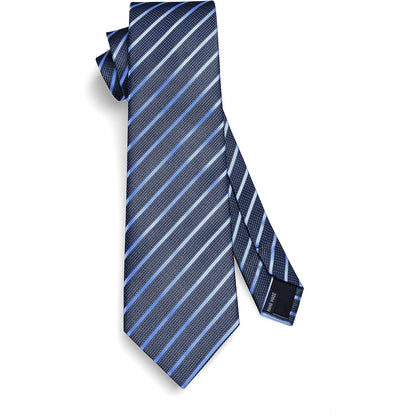 Krawatte & Einstecktuch Set Herren Marineblau Gepunktet Klassisch