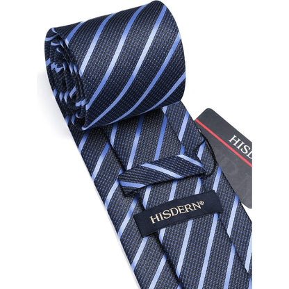 Krawatte & Einstecktuch Set Herren Marineblau Gepunktet Klassisch
