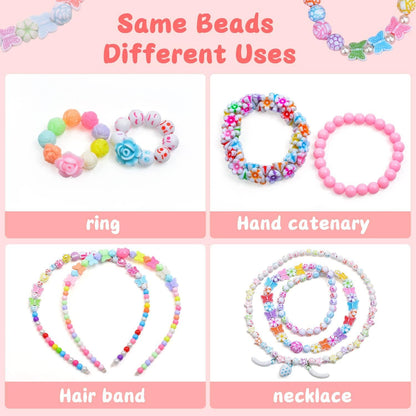 1200 Kinder Perlen Auffädeln Armbänder DIY Schmuck Basteln Mädchen Kreativ Set