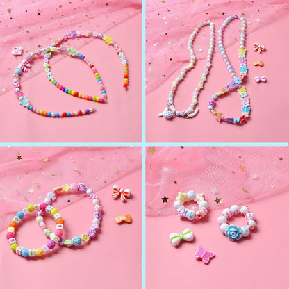 1200 Kinder Perlen Armband Bastelset Mädchen DIY Schmuck Making Kit Craft Geschenk