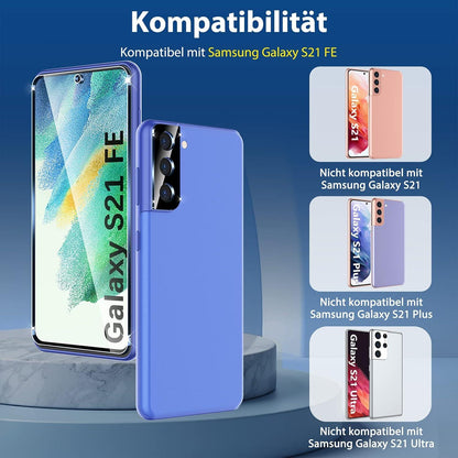 Schutzglas Samsung Galaxy S21 FE 5G [3+2 Stück] Positionierungshilfe Schutzfolie