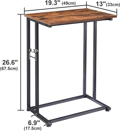 Beistelltisch C-Form Vintagebraun Laptop Kaffee 49 x 33 x 68 cm