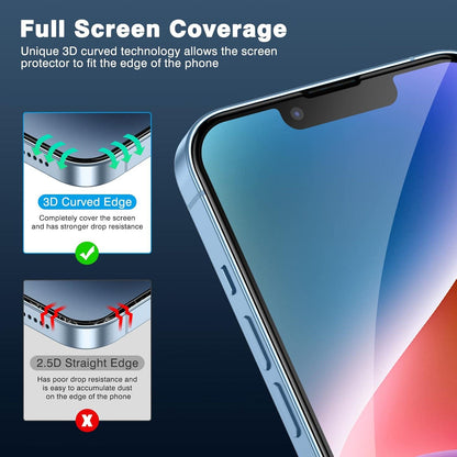 iPhone 14 3D Panzer Schutz Glas mit Rahmen-Installationshilfe, 3 Stück