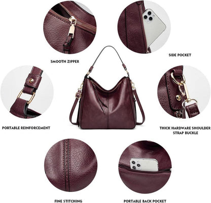Pahajim Handtaschen Damen Set Schultertasche Groß PU Leder Einkaufstaschen