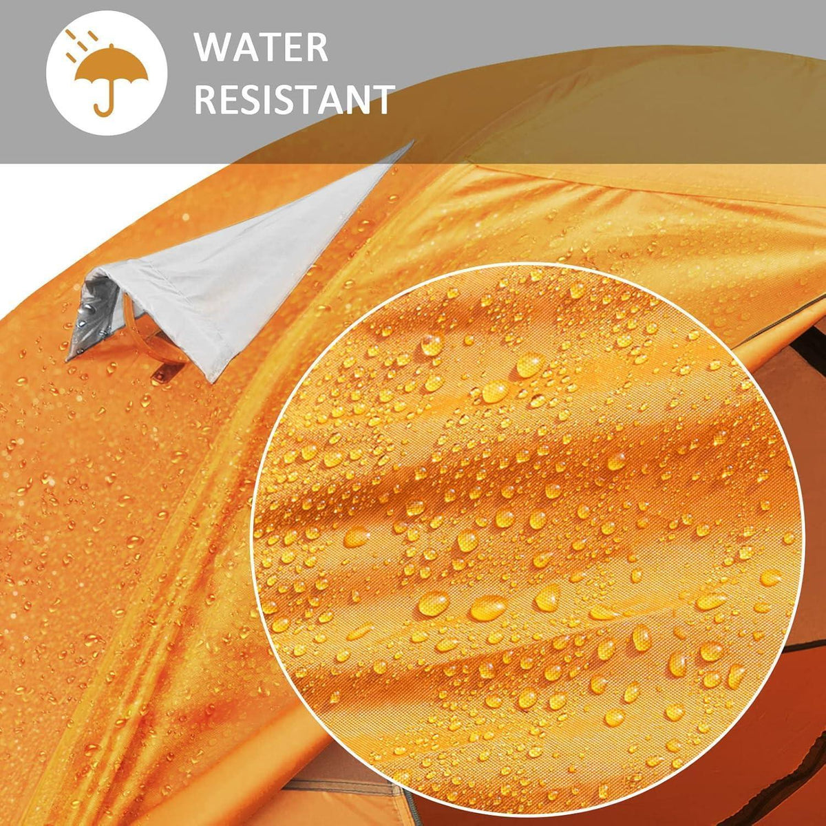Ultraleichtes Kuppelzelt für 2 Personen, wasserdicht & winddicht, orange