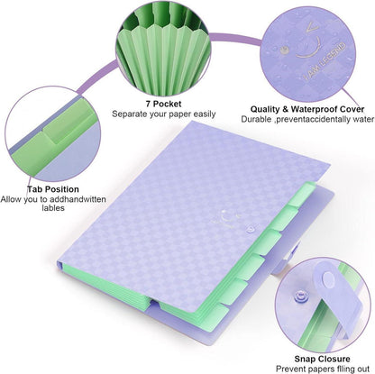 ThinkTex 7 Taschen Ordnungsmappe A4 Fächermappe Lila Organisator mit Druckknopf