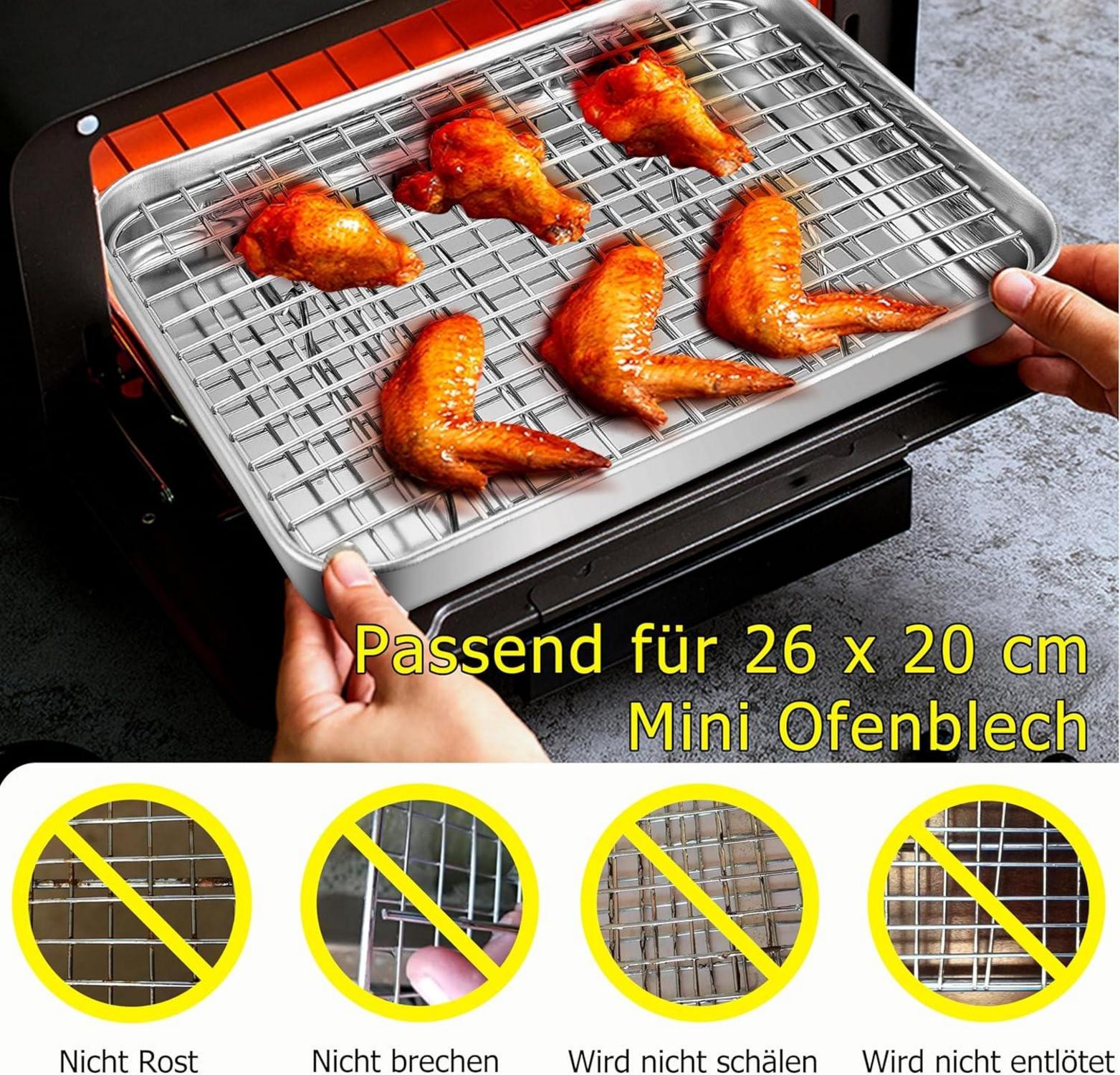Edelstahl Abkühlgitter 2er Set 24.8x18.9cm Backgitter Braten Grillen Chillen