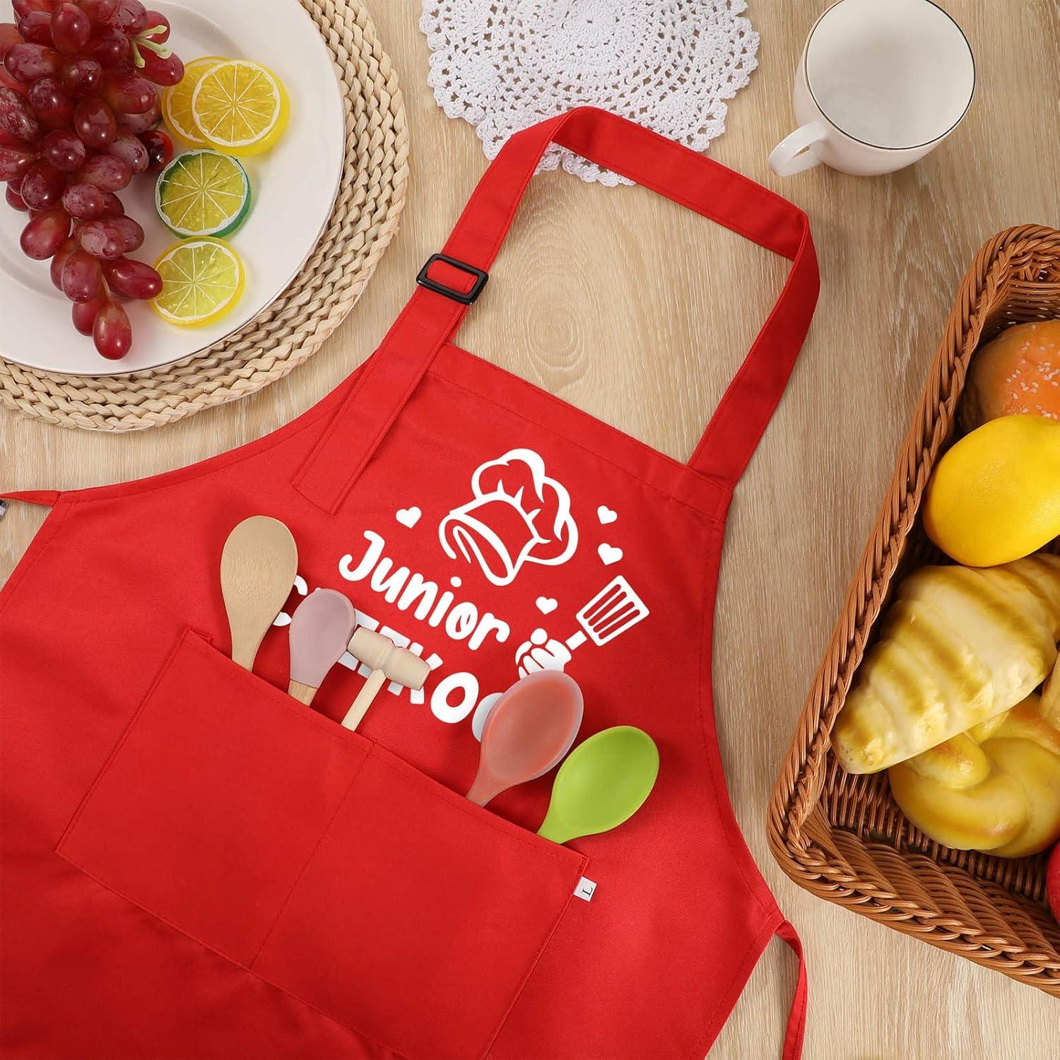 upain Kinderschürze Mädchen Jungen Kochschürze Kinder mit Taschen Rot