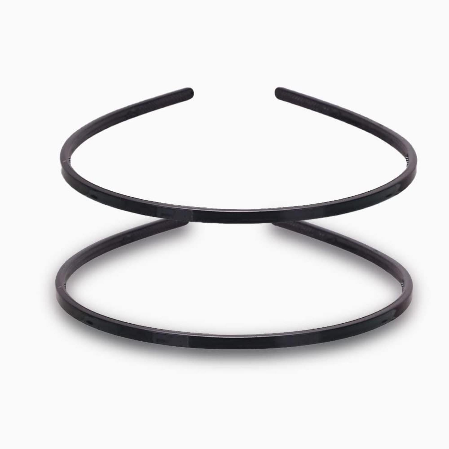 2er Set Schwarze Kunststoff Stirnbänder mit Zähnen 6mm - Vielseitiges