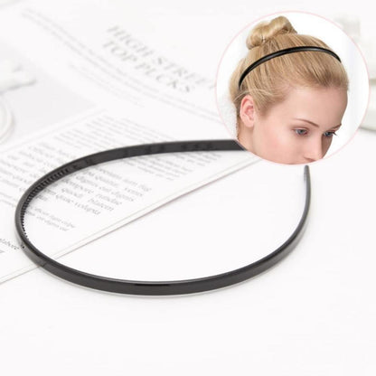 2er Pack Schwarze Kunststoff Stirnbänder mit Zähnen dünn DIY 6mm