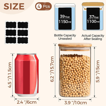 Vorratsdosen Glas Set 1,1L Aufbewahrung Luftdicht Eckig 10cm