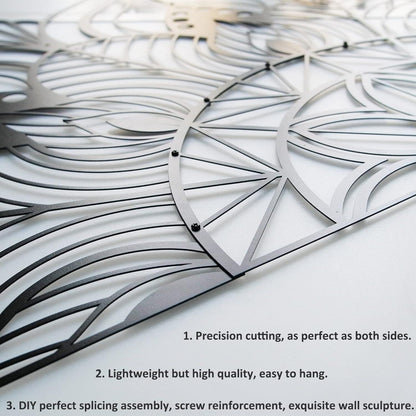 Große Metall-Mandala-Wanddekoration Lotusblumen-Wandkunst