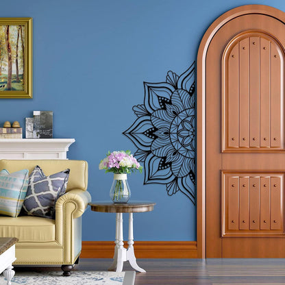Metall-Mandala-Wanddekoration Lotusblumen Schwarz 112cm Schlafzimmer Büro