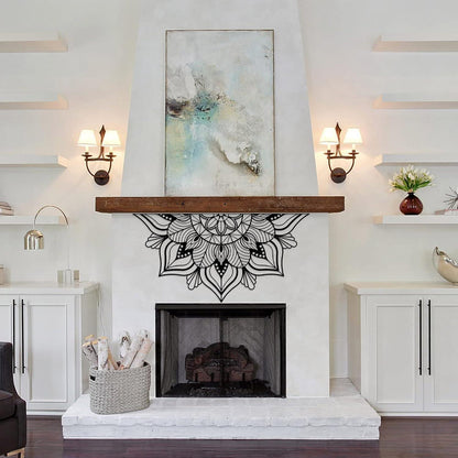 Große Metall-Mandala-Wanddekoration Lotusblumen Schwarz 112x56.5cm