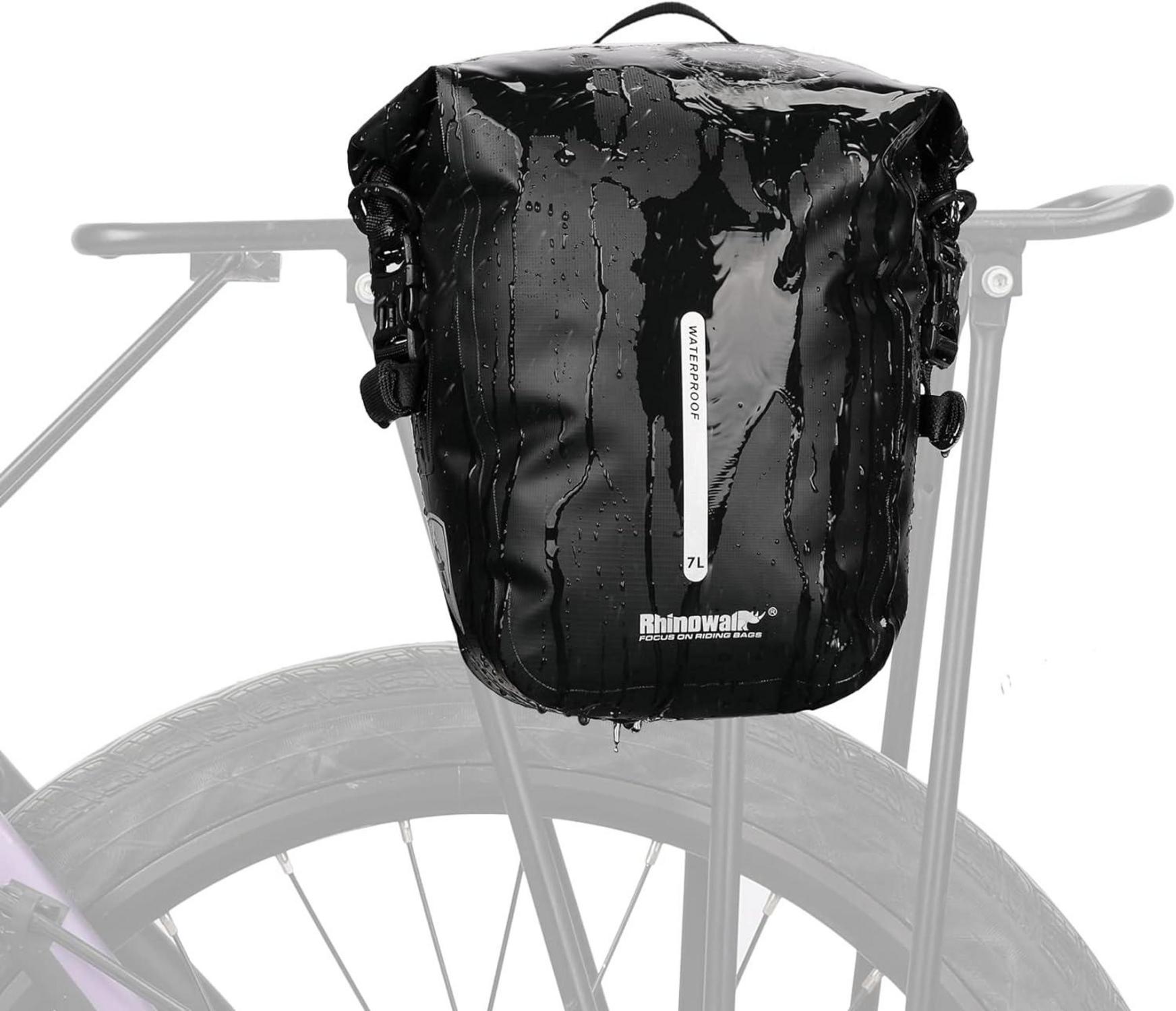 Wasserdichte Fahrrad Gepäckträgertasche 7L Schwarz mit Schultergurt