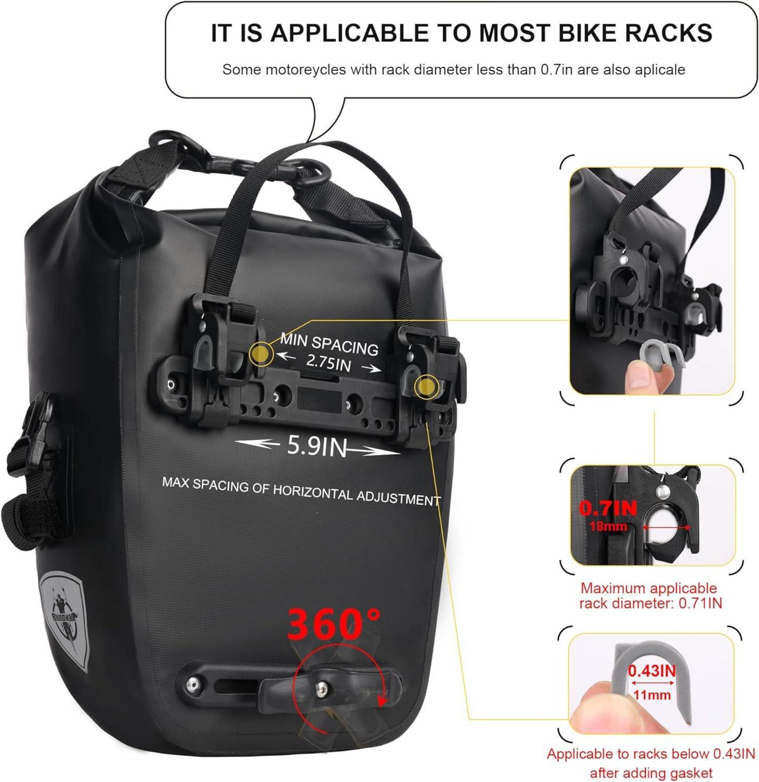 Fahrrad Gepäckträgertasche Wasserdicht 7L Schwarz