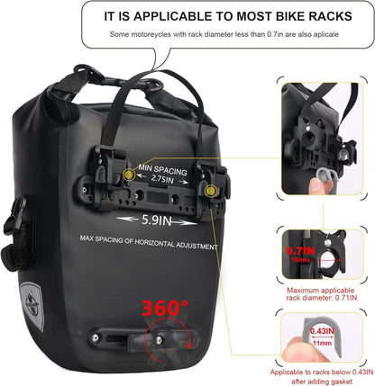 Fahrrad Gepäckträgertasche Wasserdicht 7L Schwarz