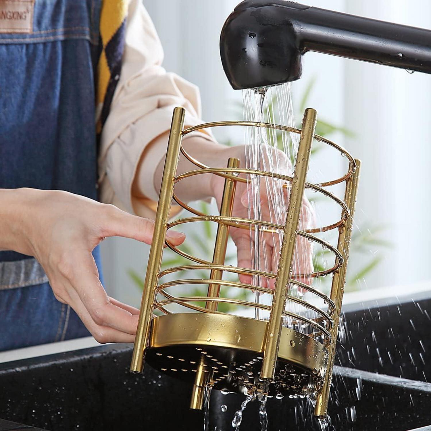 Gold Küchenutensilien Set 38 teilig Antihaft Silikon Edelstahlhalter