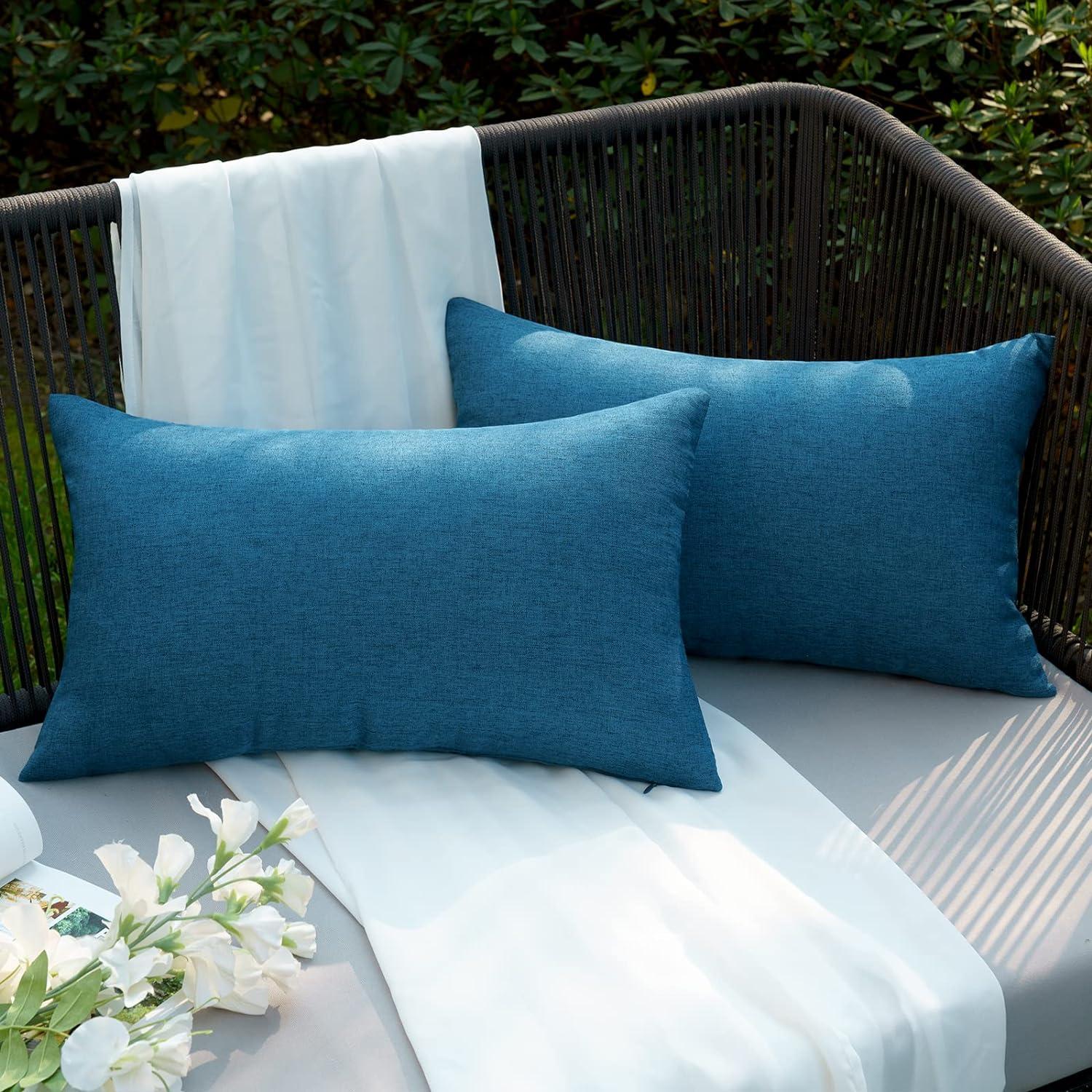 Wasserdichte Outdoor Kissenhüllen Navy blau 2er Set 30x50 cm