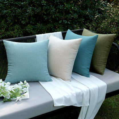 EMEMA Kissenbezug Outdoor Wasserdicht Sofakissen Dekorativ 40x40 cm 2er Set Cyan