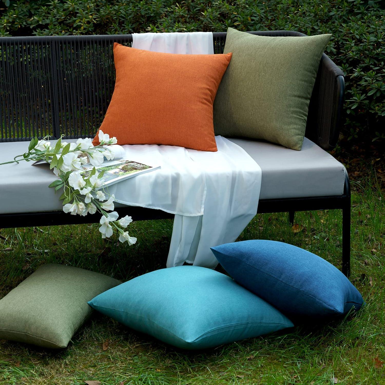 EMEMA Kissenbezug 45x45 cm Orange Wasserdicht für Garten Sofa 2er Set
