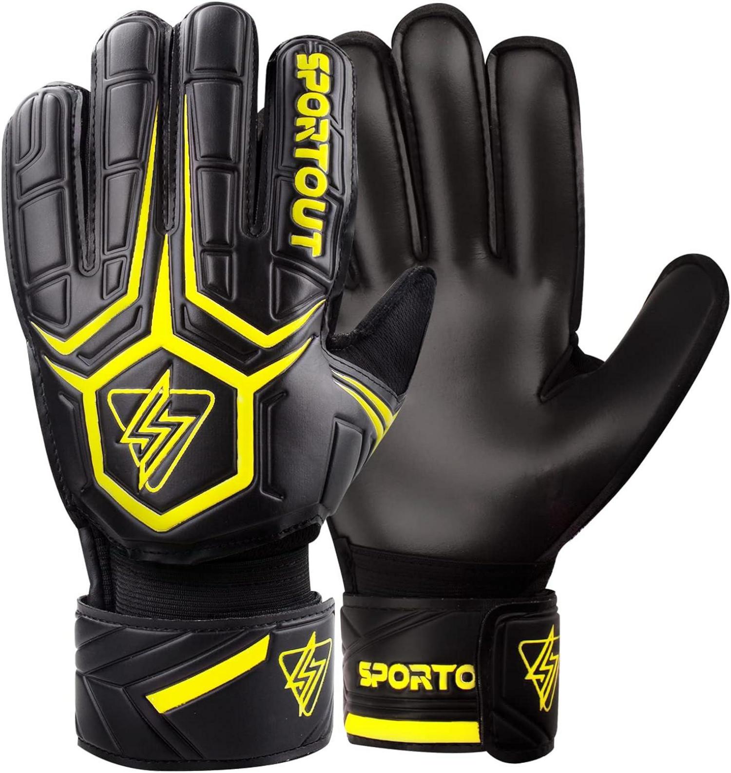 Sportout Fussball Torwarthandschuhe Fingersave 4mm Latex Schwar-Gelb