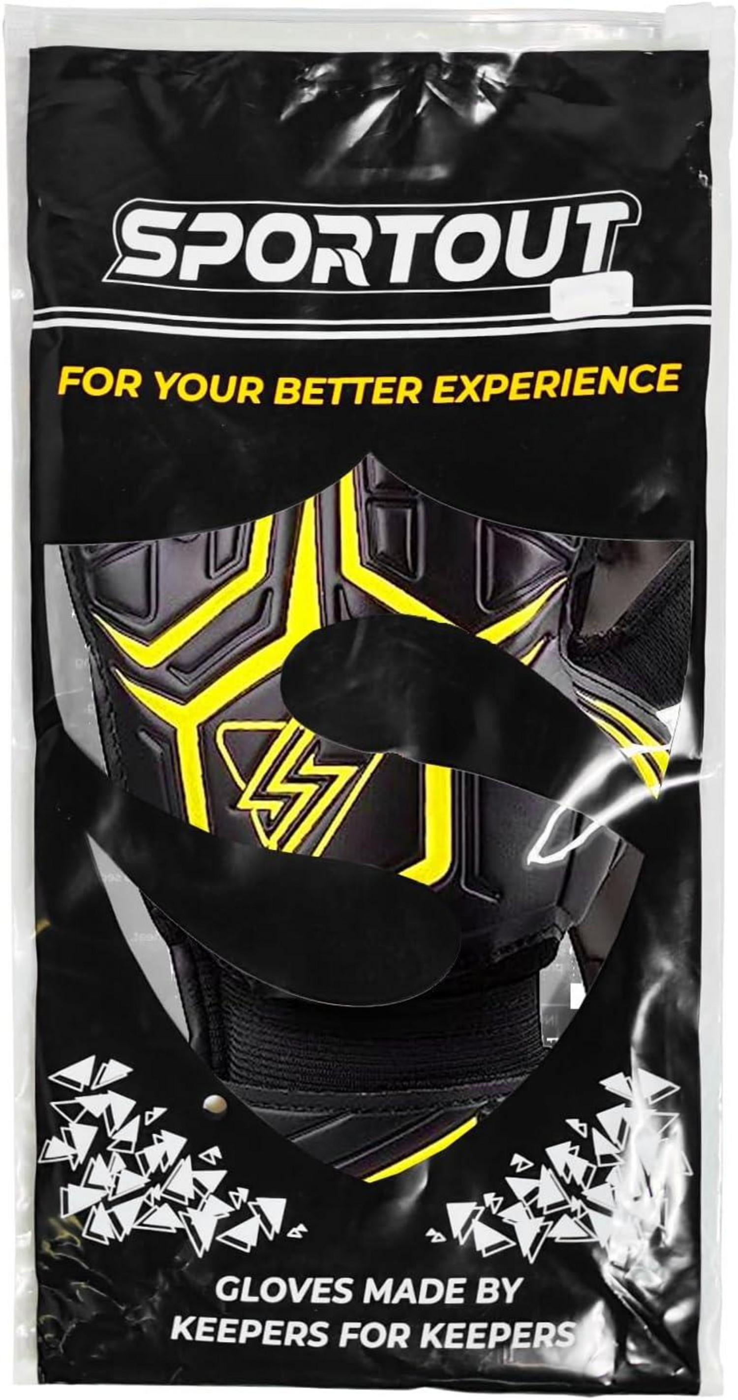 Sportout Torwarthandschuhe Fingersave 4mm Latex Schwarz-Gelb Jugendliche 7