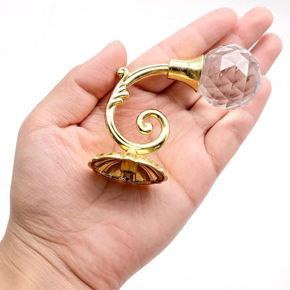 2x Goldene Kristall Vorhang Raffhalter Wand Haken-Set