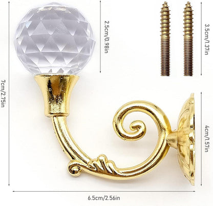 Vorhang Raffhalter Haken Metall Kristall Wandmontage Gold 2er Set