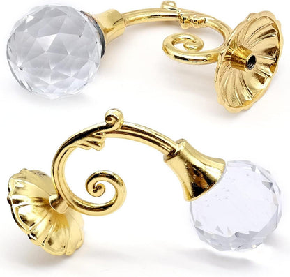2x Goldene Kristall Vorhang Raffhalter Wand Haken-Set