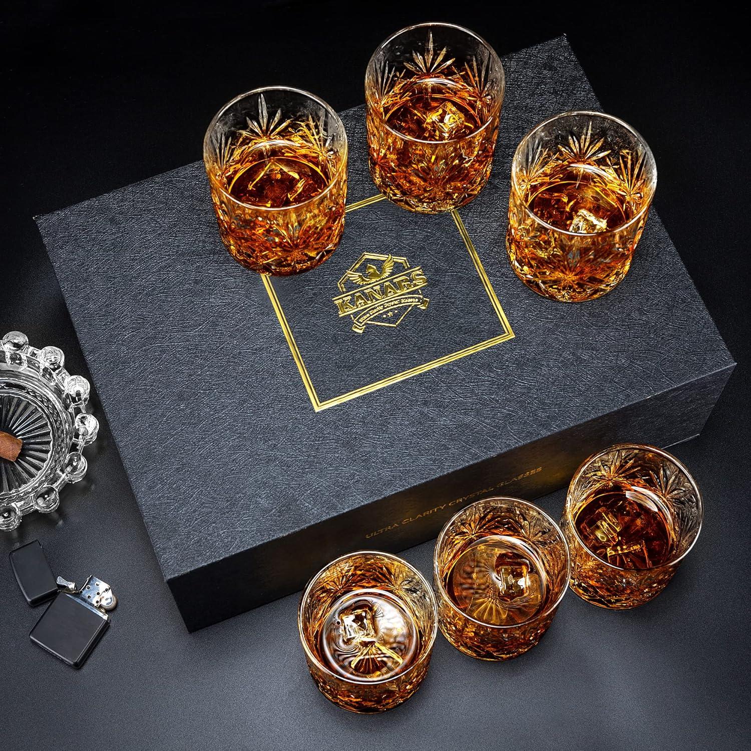 KANARS Whisky Gläser Set Bleifrei Kristallglas 6-teilig 300ml Brillante Geschenk