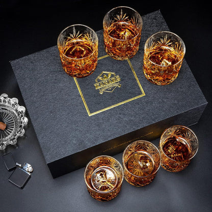 KANARS Whisky Gläser Set Bleifrei Kristallglas 6-teilig 300ml Brillante Geschenk