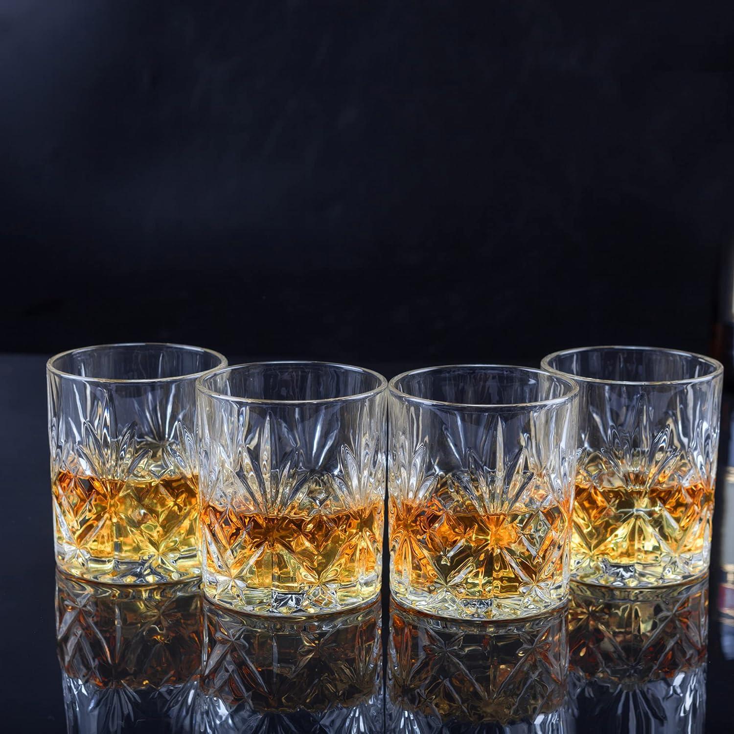 Whisky Gläser Set, Bleifrei Kristallglas, 300 ml, 4-teilig, Geschenkideen für Freund, Papa