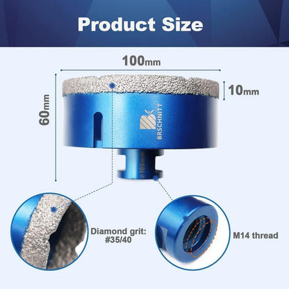 Diamant Fliesenbohrer 100mm M14 (2 Stück) für Winkelschleifer