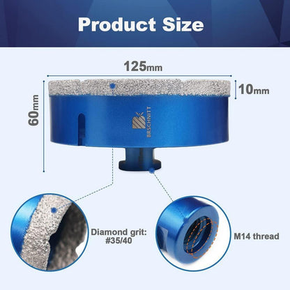 Diamant Fliesenbohrer 125mm M14 für Winkelschleifer 2 Stück