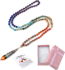 108 Perlen 7 Chakra Mala Kette mit Anhänger - Heilstein