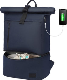 Rolltop Rucksack Wasserdicht mit USB-Ladeanschluss & Schuhfach