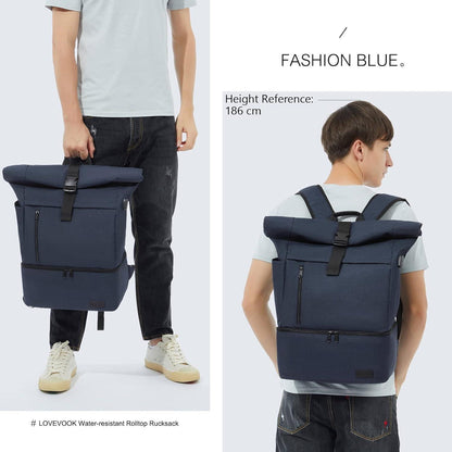 Rolltop Rucksack Wasserdicht mit USB-Ladeanschluss & Schuhfach