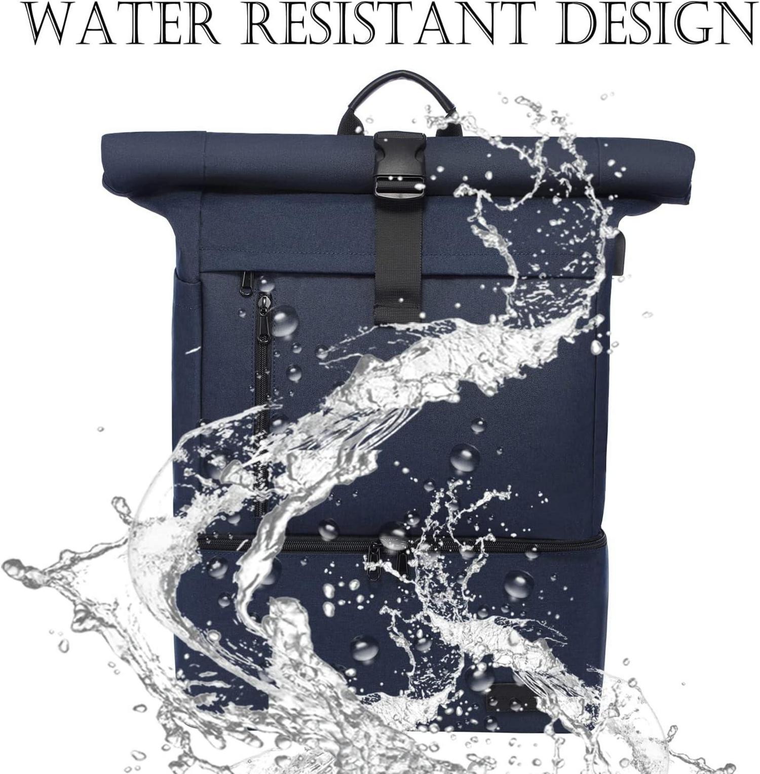 Wasserdichter Rolltop Rucksack 17 Zoll Laptop Schuhfach Gym Backpack